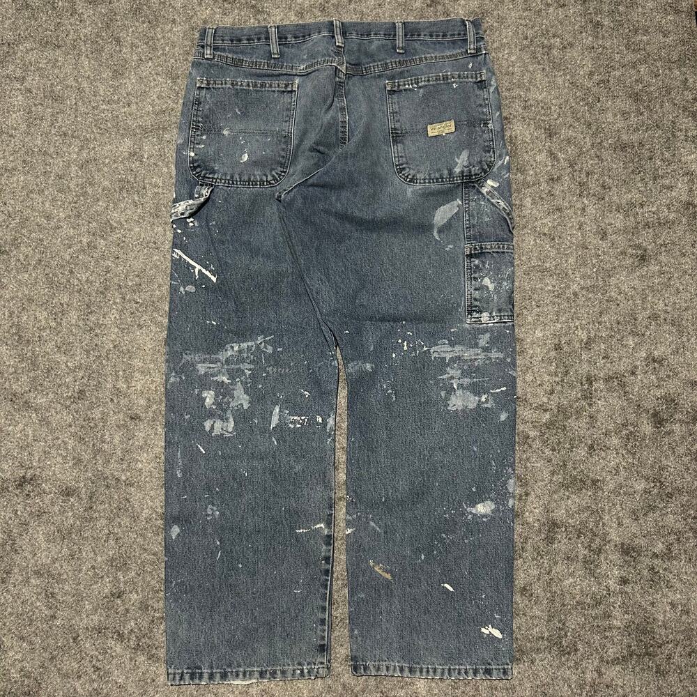 Wrangler Carpenter Jeans Paint Splatter Blue Men's 38x30 Used - Excellent